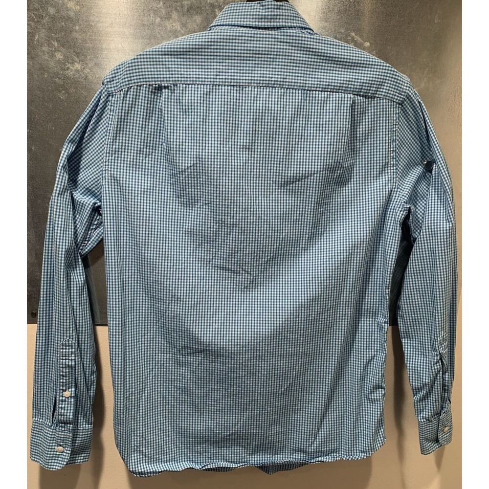 J. Crew 100% Cotton Blue Gingham Medium Slim-16" Collar-42" Chest Button Down - Picture 11 of 14